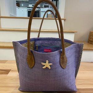 Lily Pulitzer Beach Tote Blue Gold Starfish Bag
